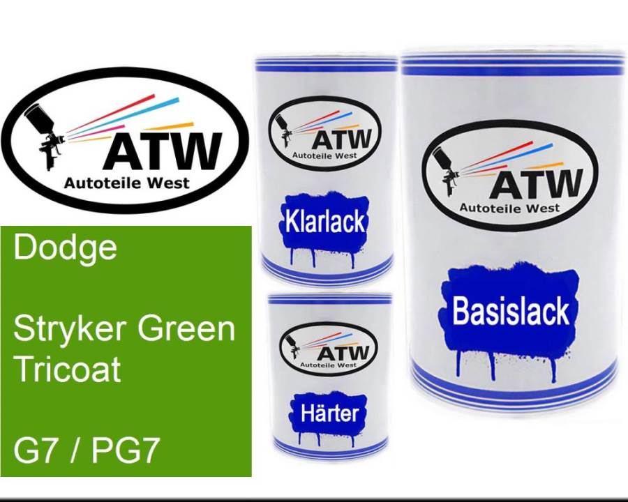 Dodge, Stryker Green Tricoat, G7 / PG7: 500ml Lackdose + 500ml Klarlack + 250ml Härter - Set, von ATW Autoteile West.